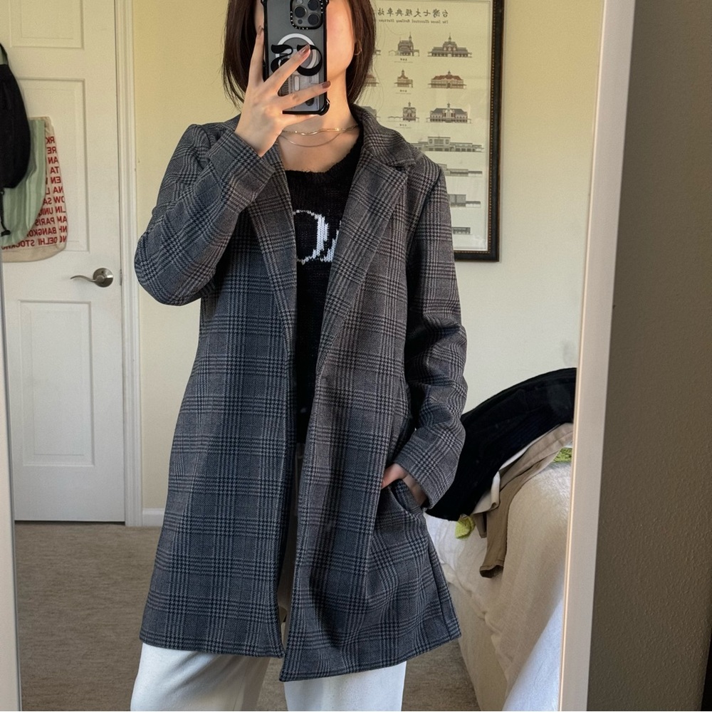 Plaid Long Coat - image 1